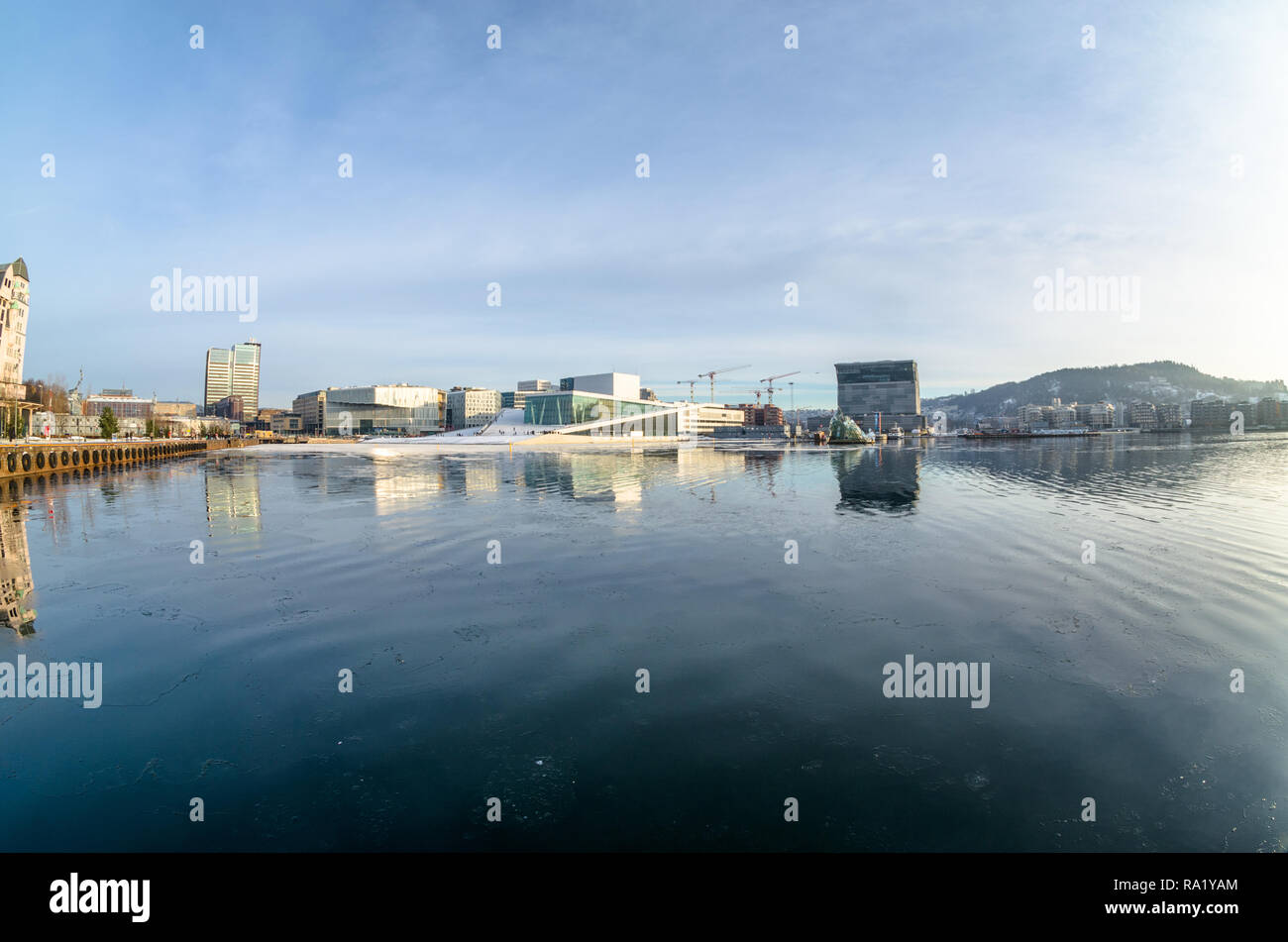 General view of Oslo Opera house in winter sunny afternoon. Stock Photo