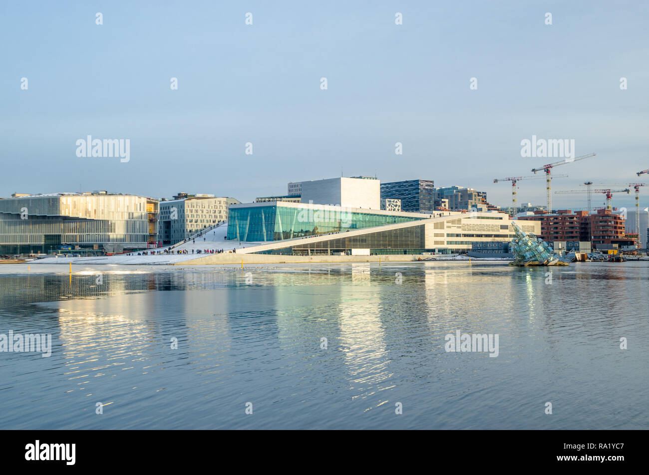 General view of Oslo Opera house in winter sunny afternoon. Stock Photo
