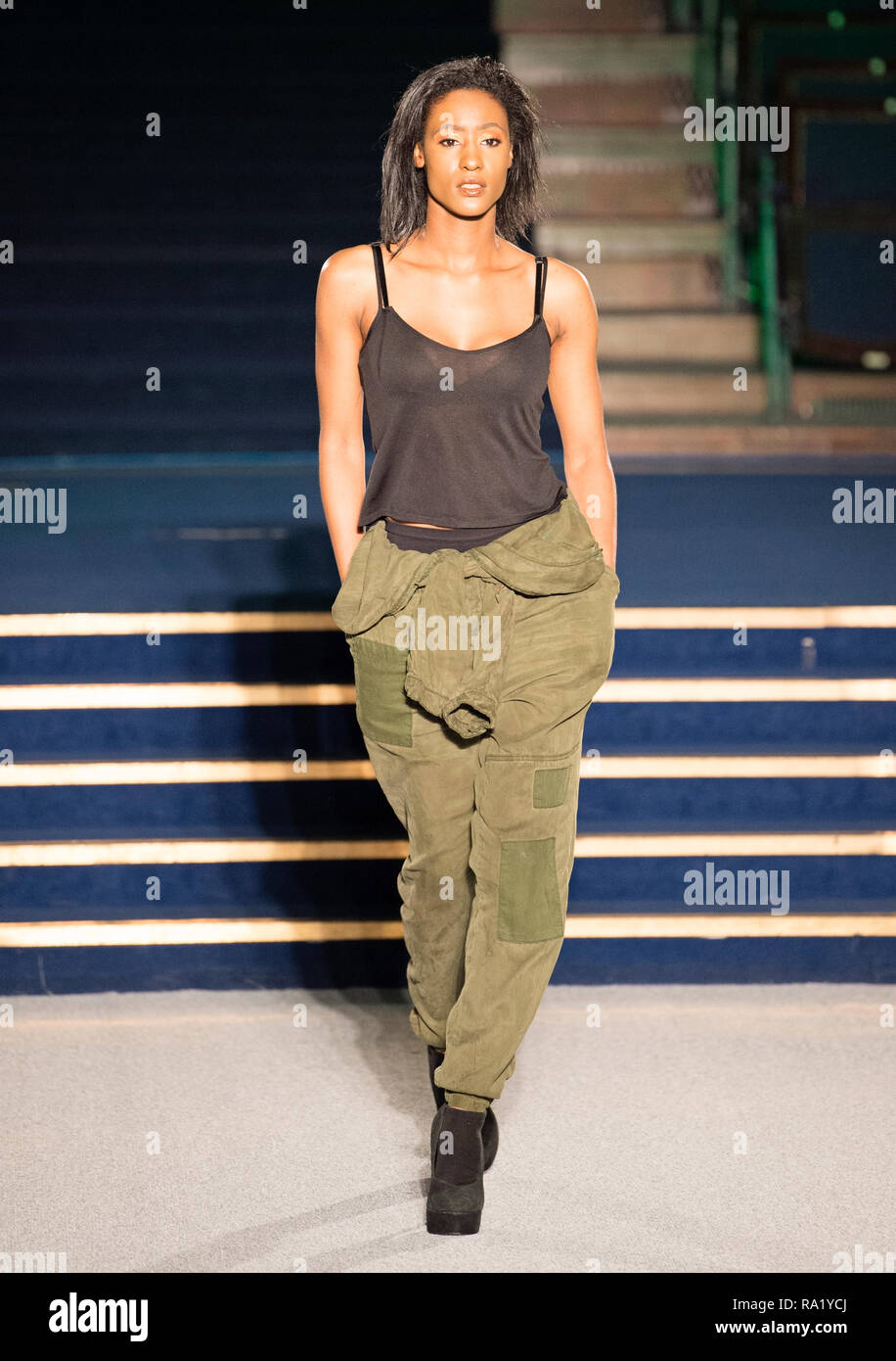 Africa Fashion Show 2018. Model images taken from press pit by photographer Steve Mack for AfricanHair.com Stock Photo