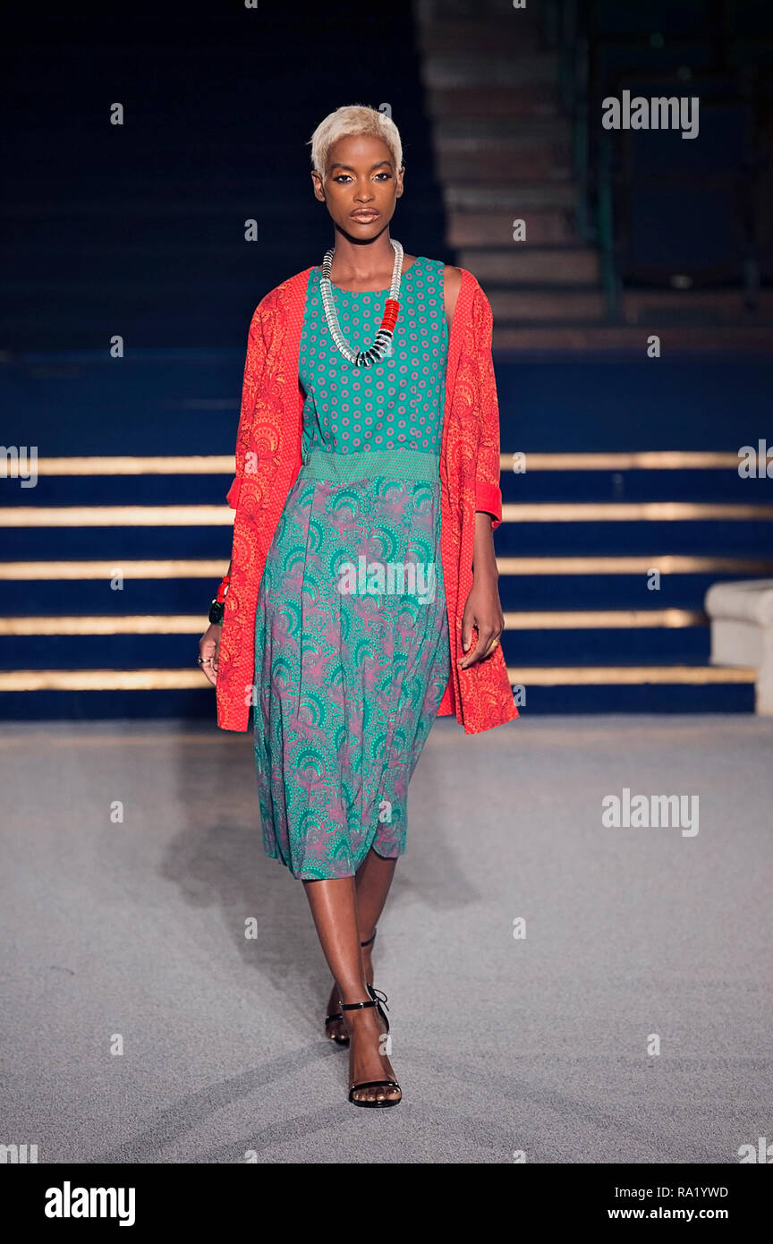 Africa Fashion Show 2018. Model images taken from press pit by photographer Steve Mack for AfricanHair.com Stock Photo