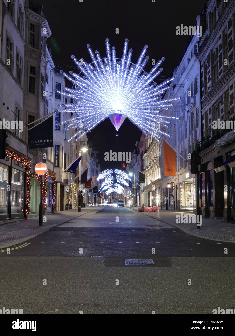 Christmass lights in London. London streets at night. Stock Photo