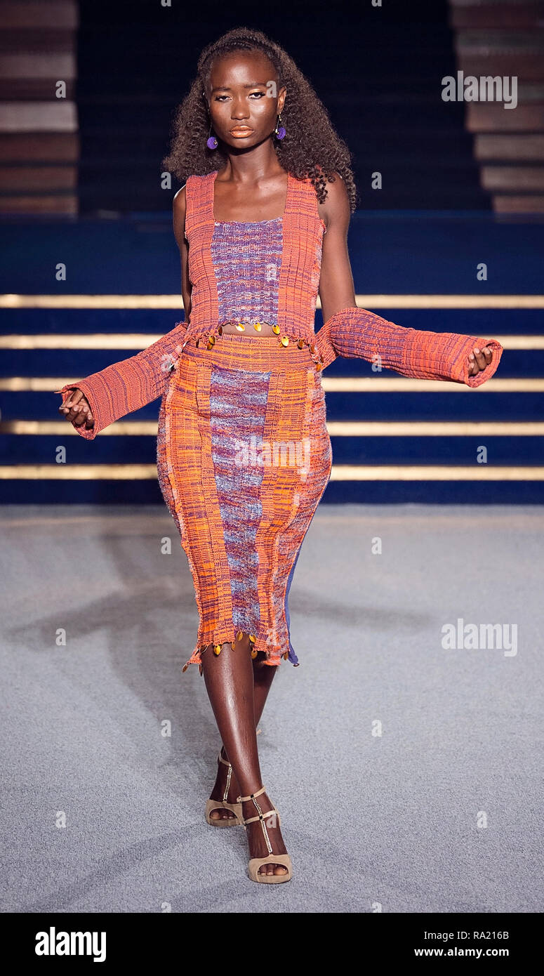 Africa Fashion Show 2018. Model images taken from press pit by photographer Steve Mack for AfricanHair.com Stock Photo