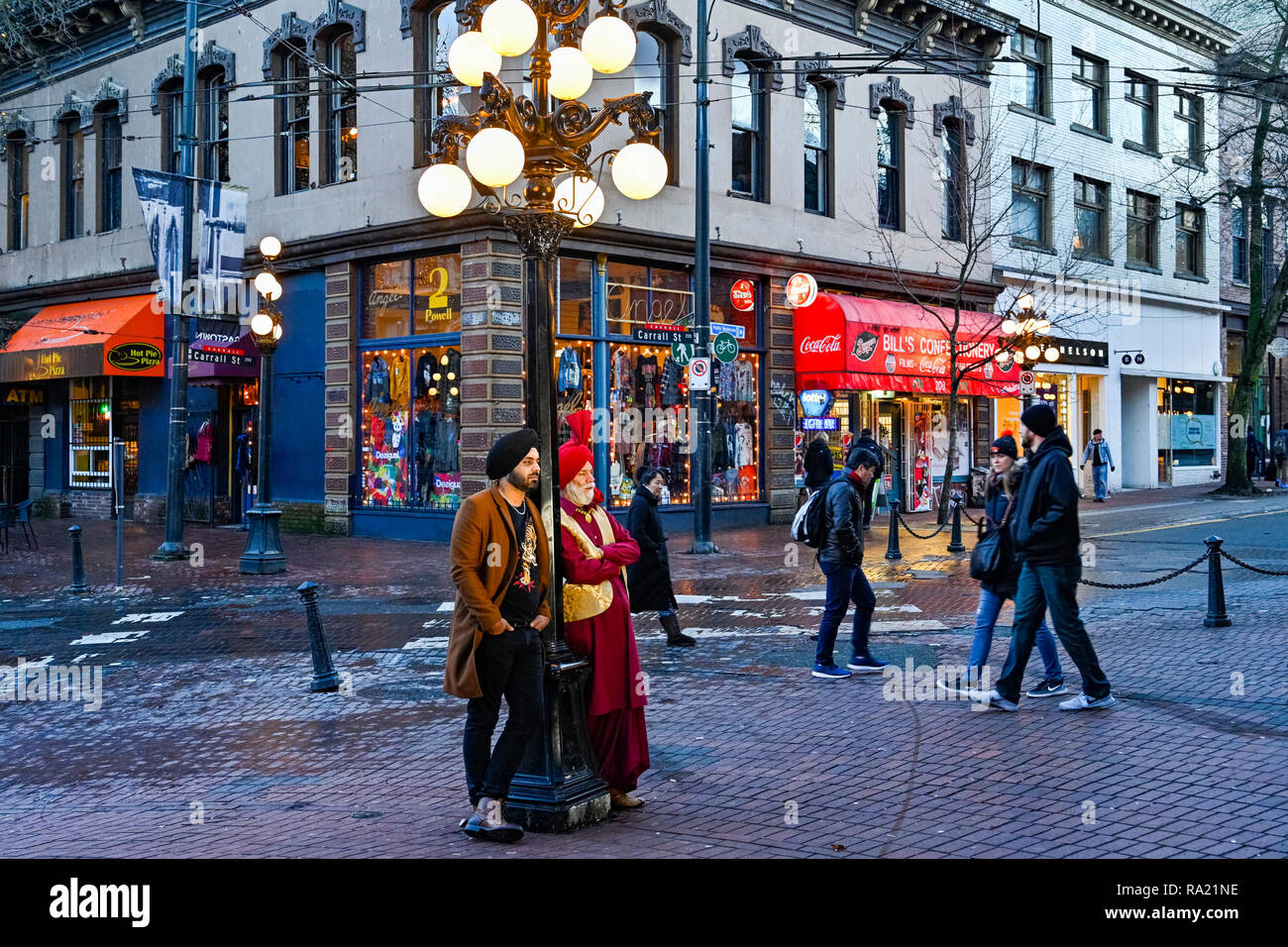 South Asian men with turbans, Gastown, Vancouver, British Columbia, Canada Stock Photo