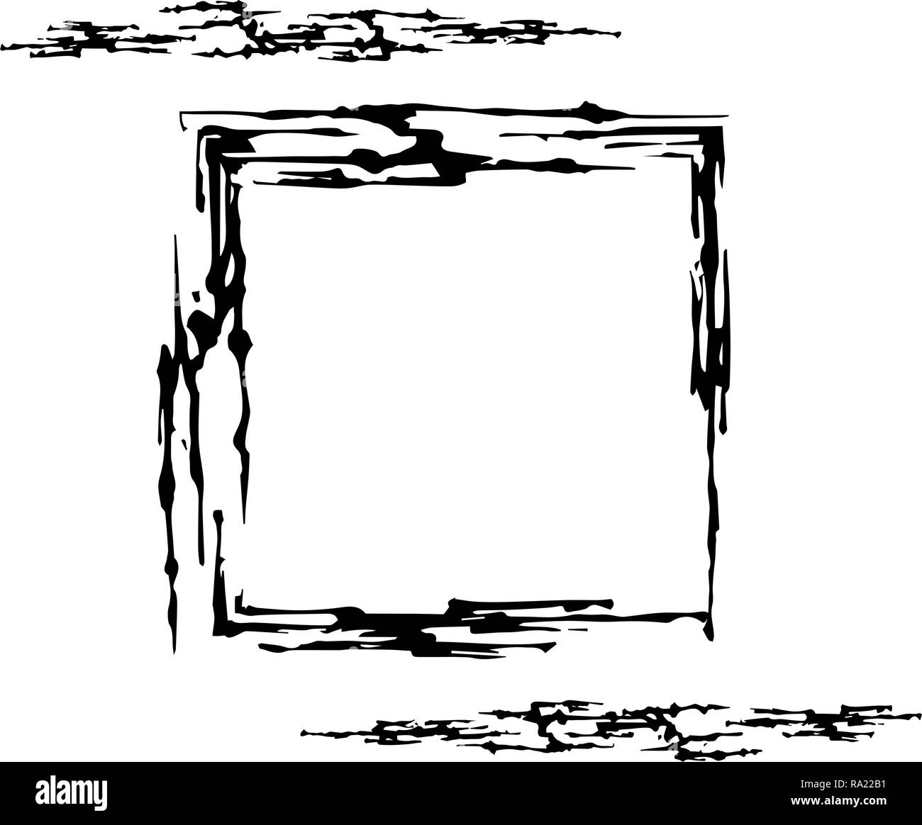 Trendy Vector Illustration In Ink Painting Style With Square In Center