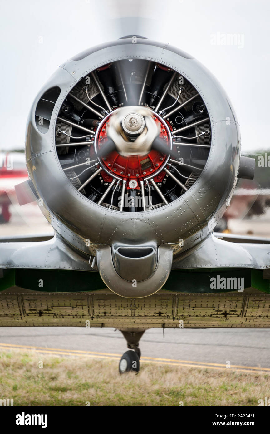 Nose and radial engine of a vintage aircraft Stock Photo
