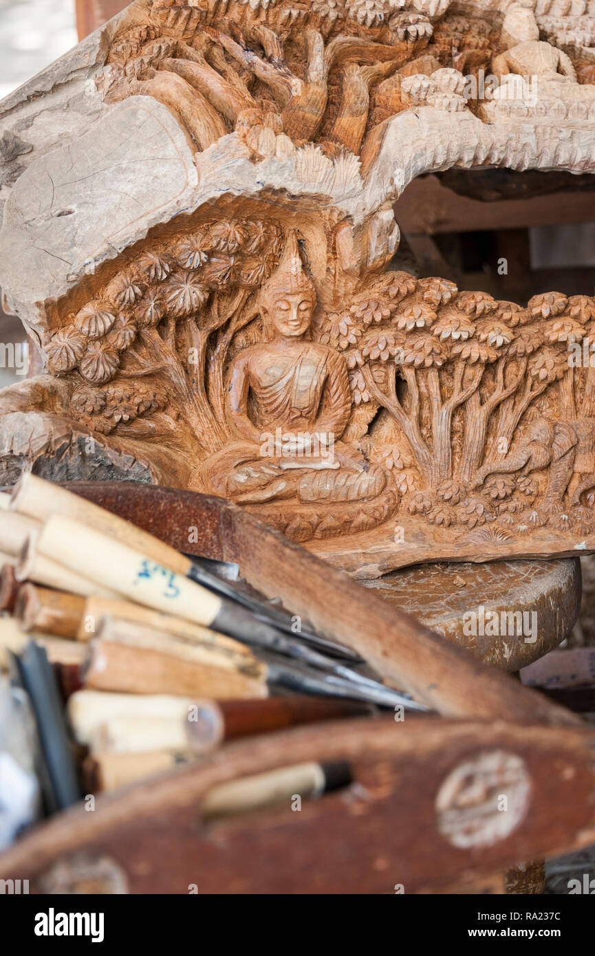 Thai sculptures tools and art, Thailand Stock Photo Alamy