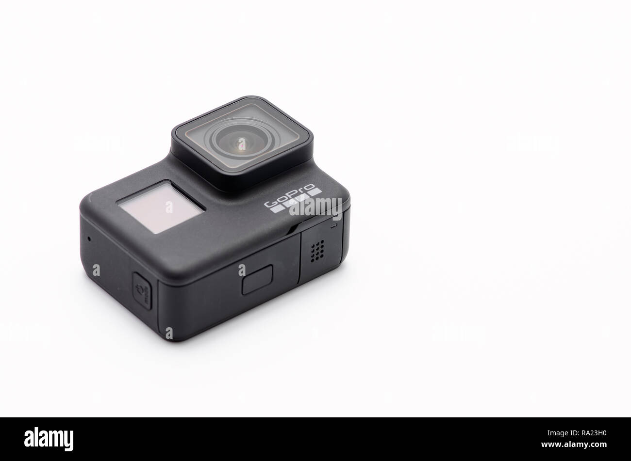 Close Up On A Brand New Gopro Hero 7 Black Insolated On White Background Stock Photo Alamy