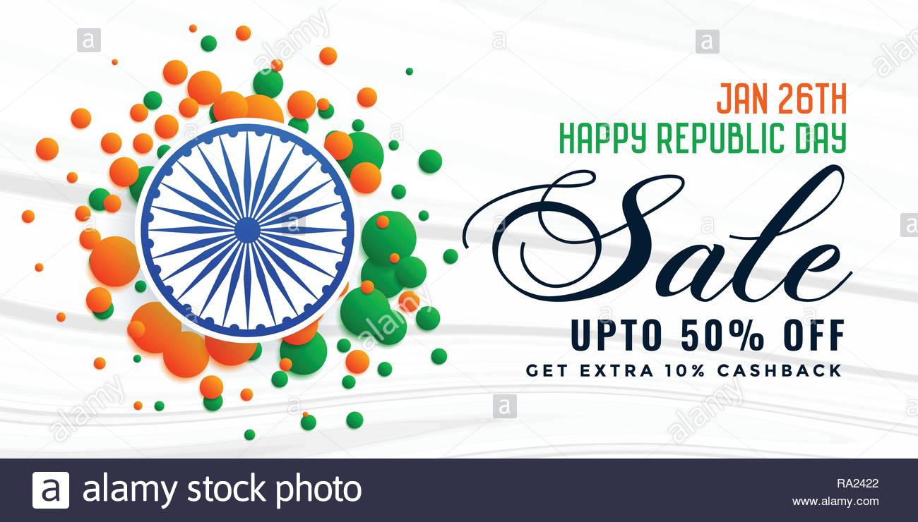 Happy Republic Day India Sale Banner Design Stock Vector Art