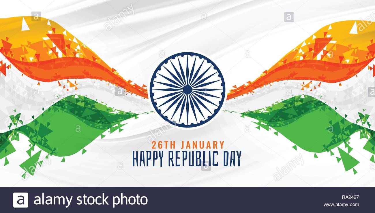 Happy Republic Day Indian Abstract Flag Banner Background Stock