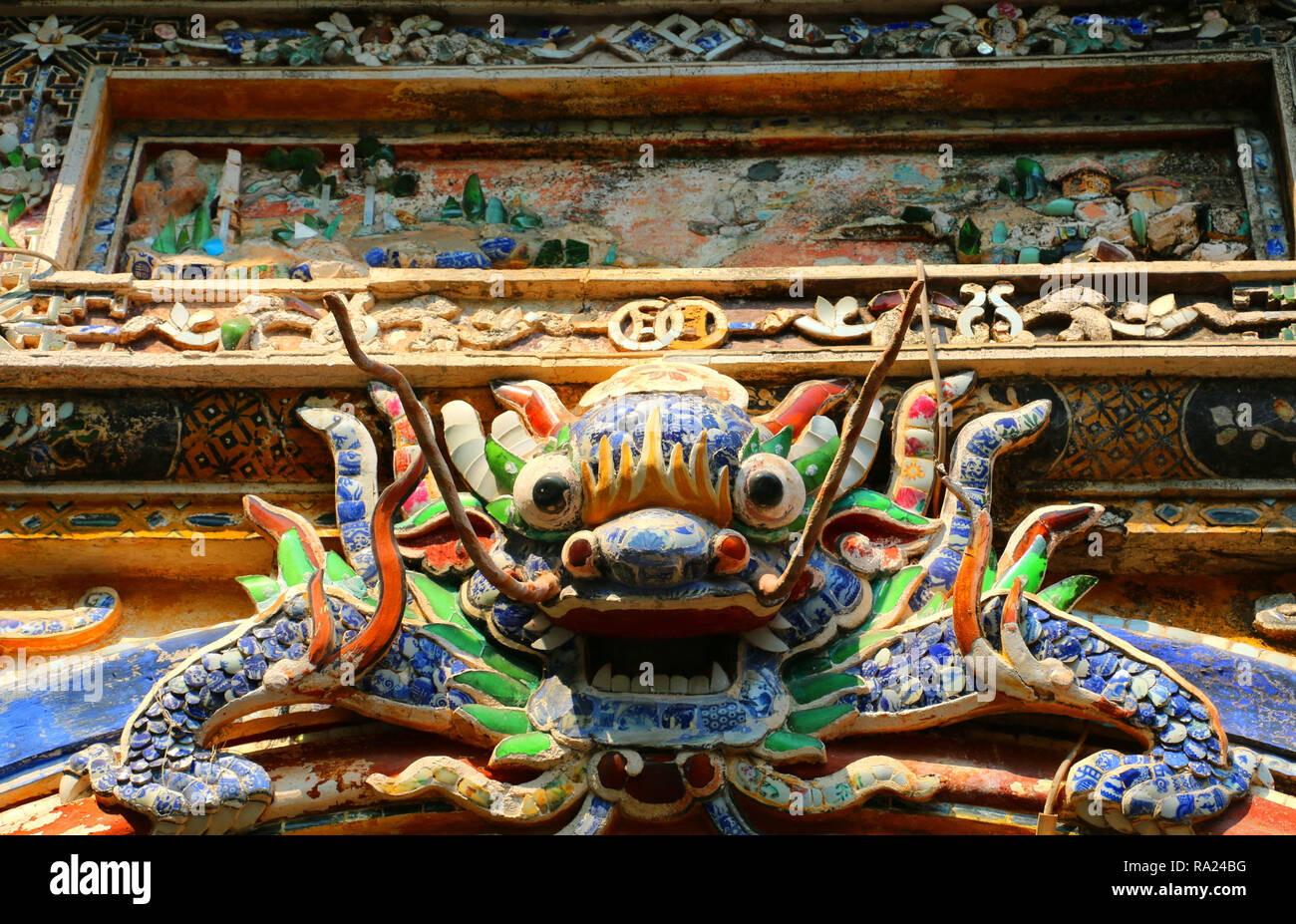 The Dragon East Bastion gate,fragment, of the Imperial Forbidden city,Hue,Vietnam Stock Photo
