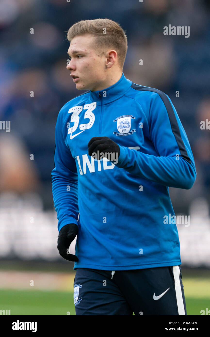 Preston North End's Ethan Walker during the pre-match warm-up 29th December  2018, Deepdale, Preston, England; Sky Bet Championship, Preston North End  vs Aston Villa ; Credit: Terry Donnelly/News Images English Football League
