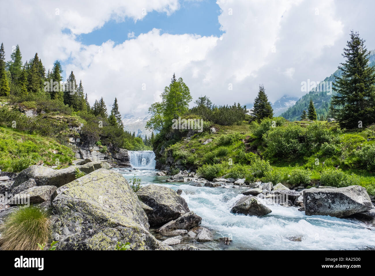 waterfall in val di fumo italy Stock Photo