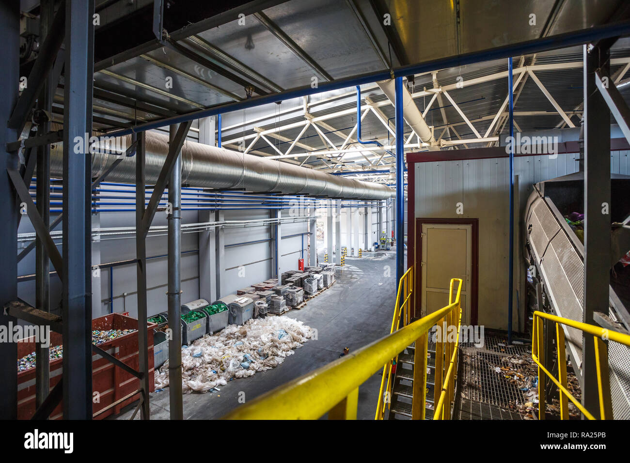 metal truss structures on modern waste recycling processing plant