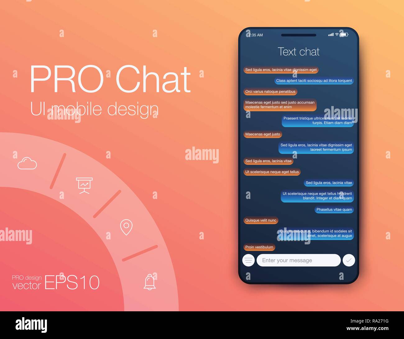 Vector phone chat interface. Sms messages. Stock vector Stock Vector