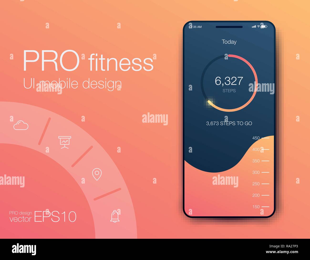 Fitness app. Ui ux design. UI design concept with web elements Stock ...