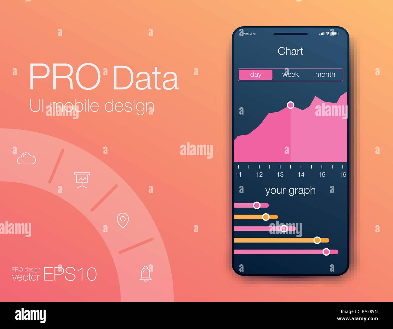 Mobile phone application for analytics. stock vector Stock Vector Image ...