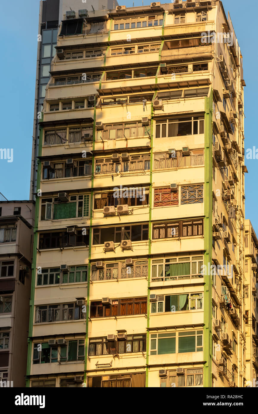 An Apartment block on Canton Road in Kowloon warmed by the late