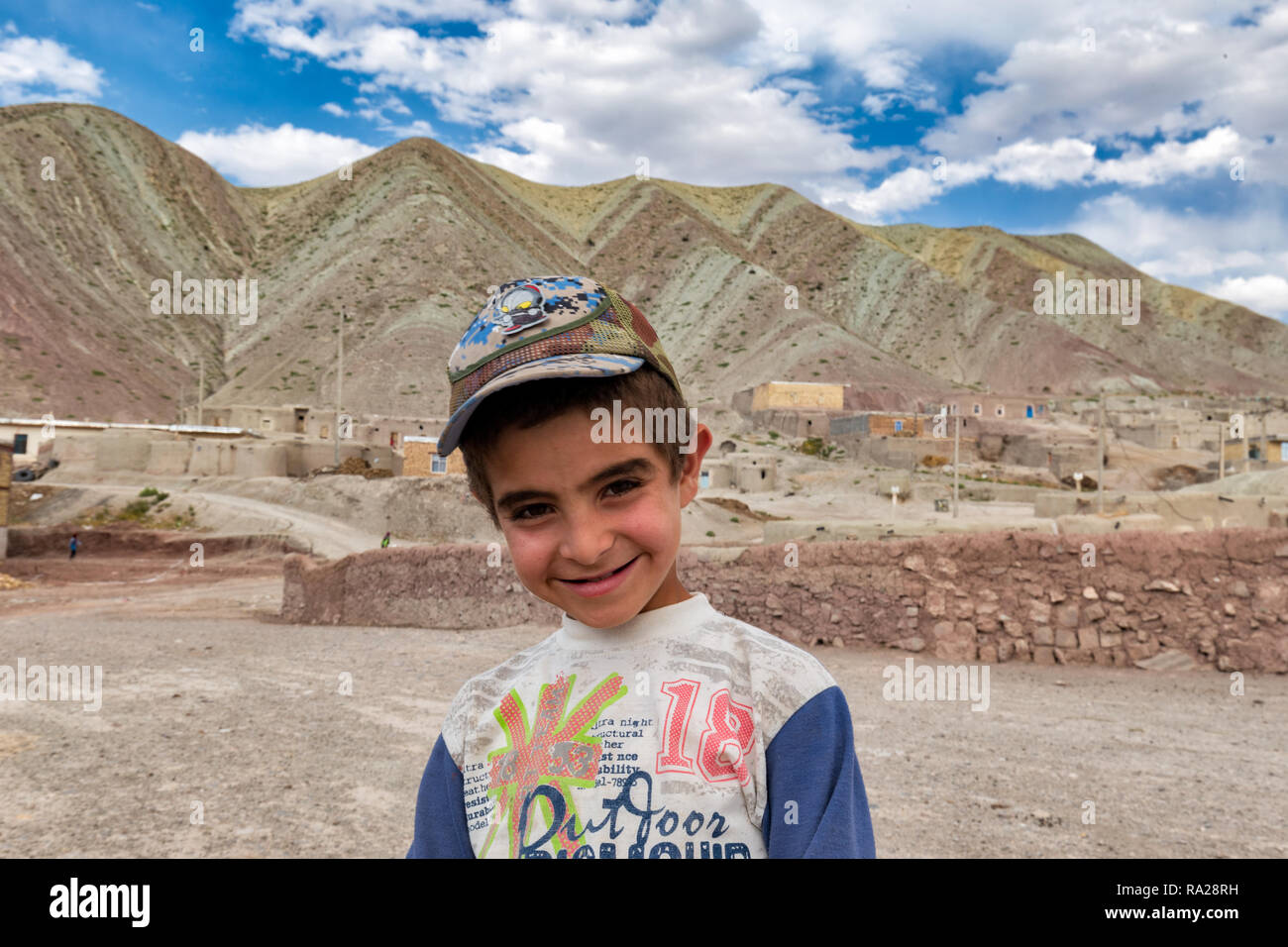 A rural kid in a village located in northwest Iran, zanjan Stock Photo