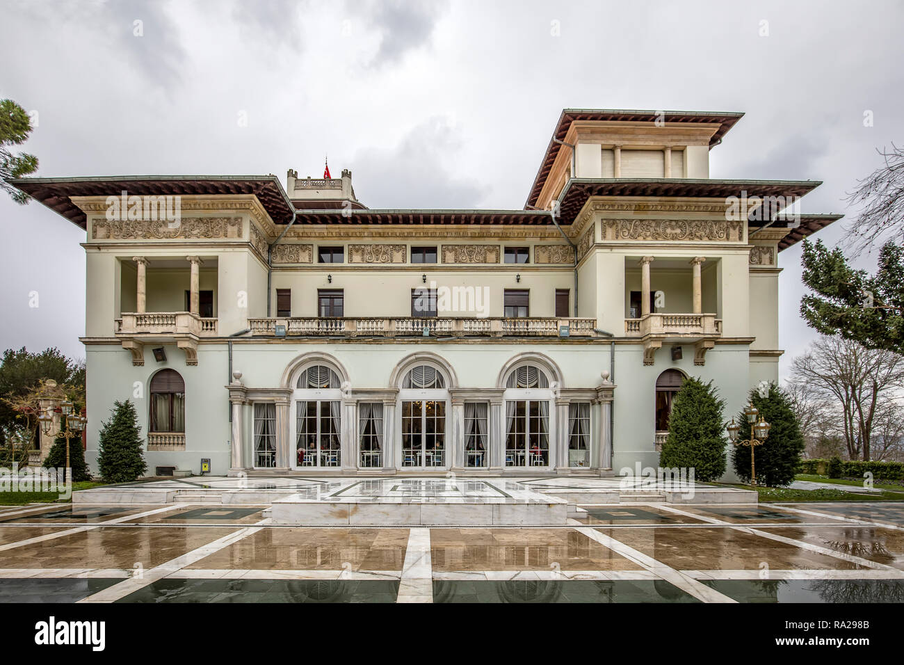 Exterior shot from Khedive Palace (Hidiv Kasri), located on the Asian side of the Bosphorus in Istanbul, Turkey, was a former residence of Khedive Abb Stock Photo