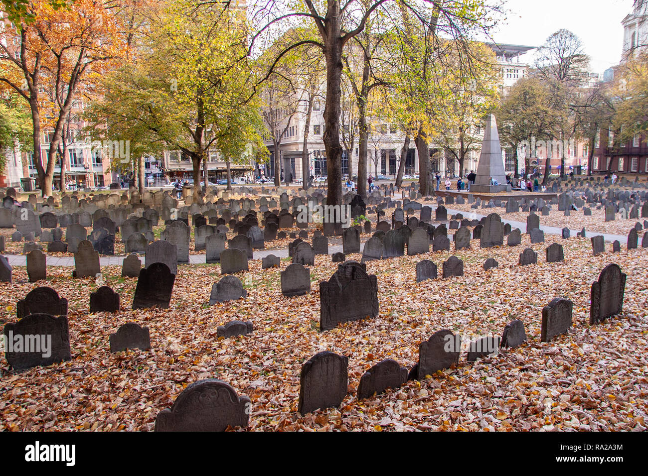 The Old Granary Burying Ground, Tremont Street, Boston, MA Stock Photo