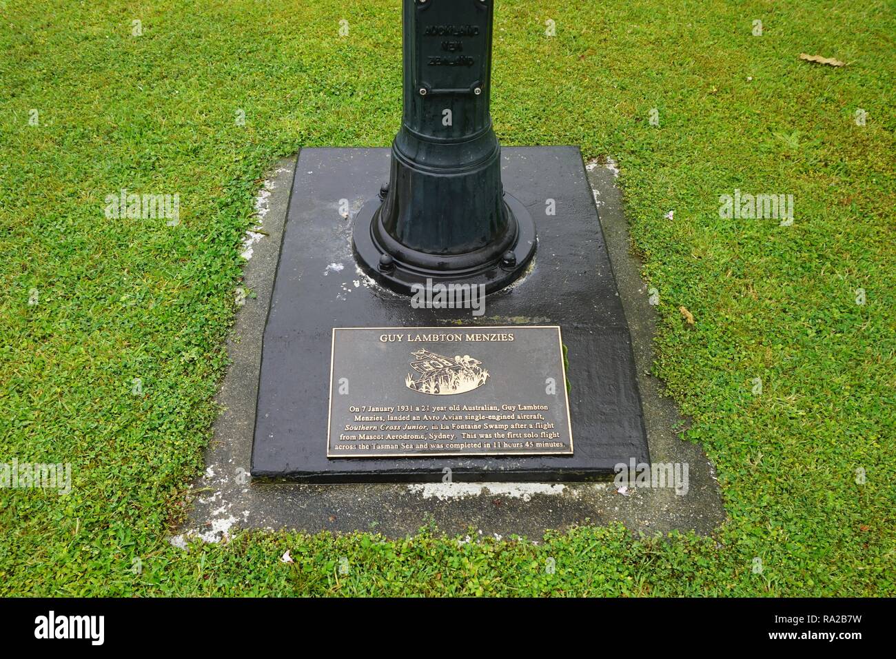 Guy Menzies Memorial Plaque in Hari Hari, New Zealand Stock Photo Alamy
