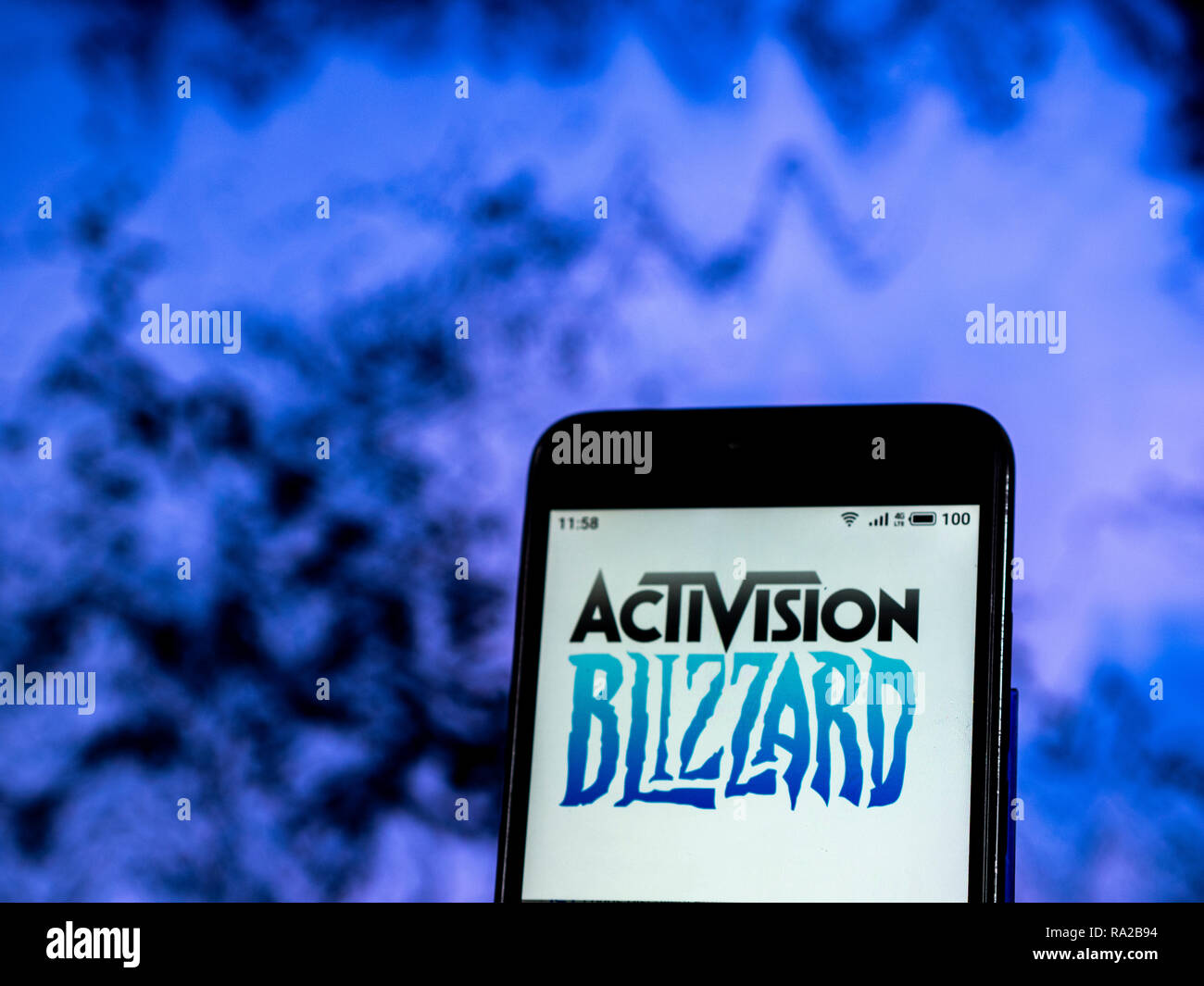 Activision Blizzard Video game company logo seen displayed on smart ...