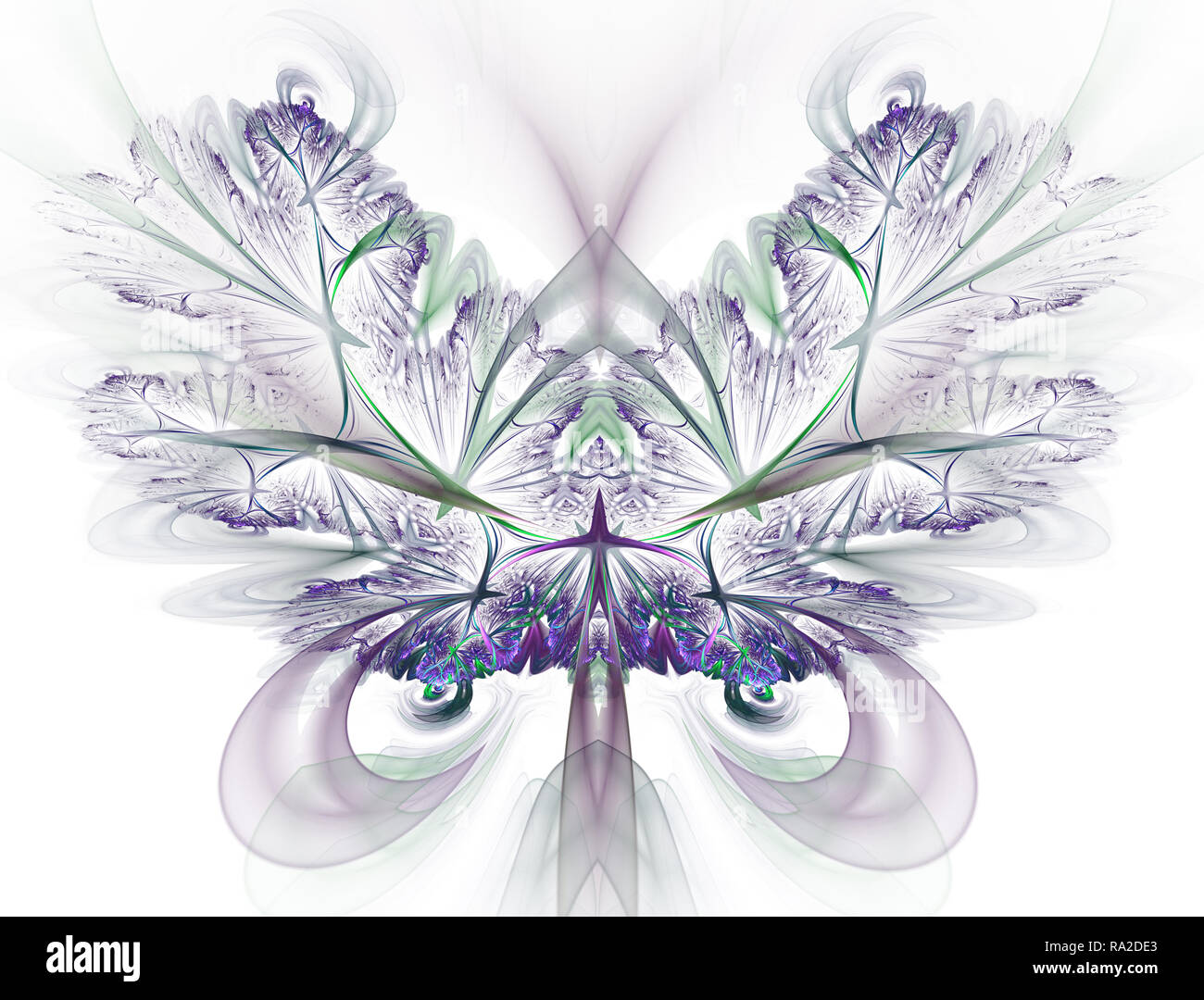 Artistic abstraction composed of fractal butterfly shapes and lights on