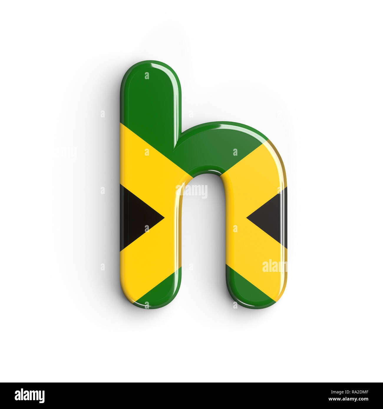 Jamaica Letter H Small 3d Jamaican Flag Font Isolated On White 