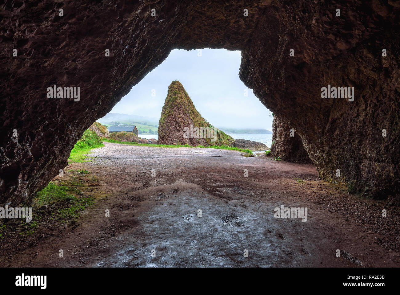 Cushendun Cave in Northern Ireland Stock Photo