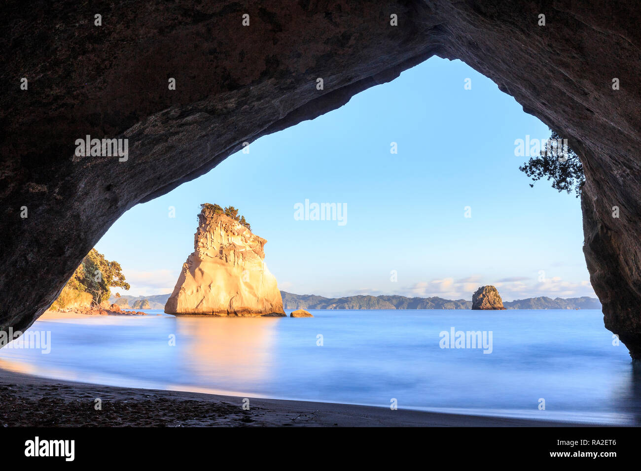 Cathedral Cove at sunrise Stock Photo Alamy