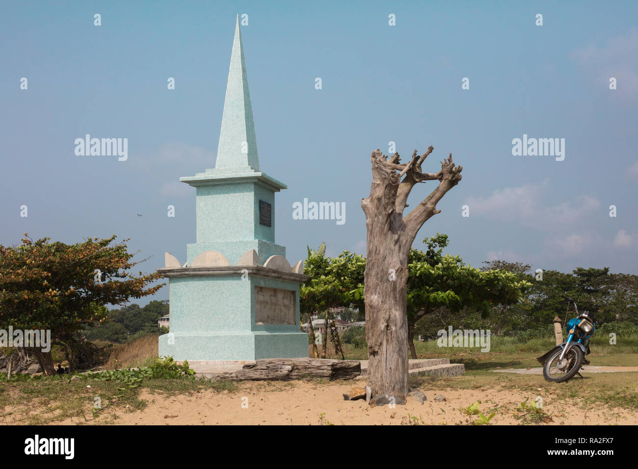 Kribi / Cameroon - February 13 2017: The Batanga memorial on the beach of Kribi Cameroon. Stock Photo