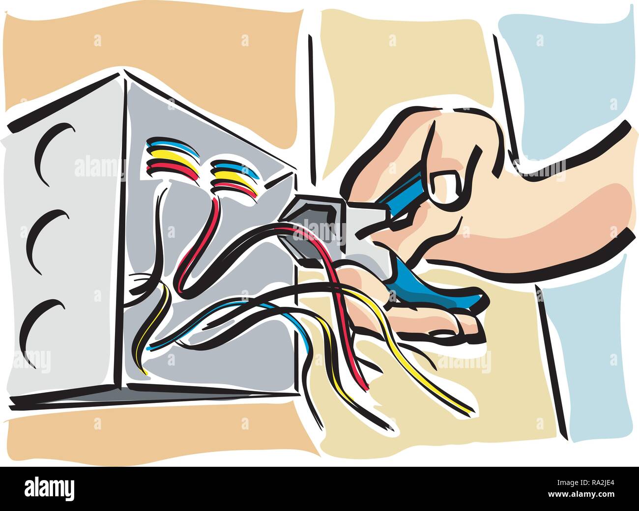 Electrician worker work wire Stock Vector Images - Alamy
