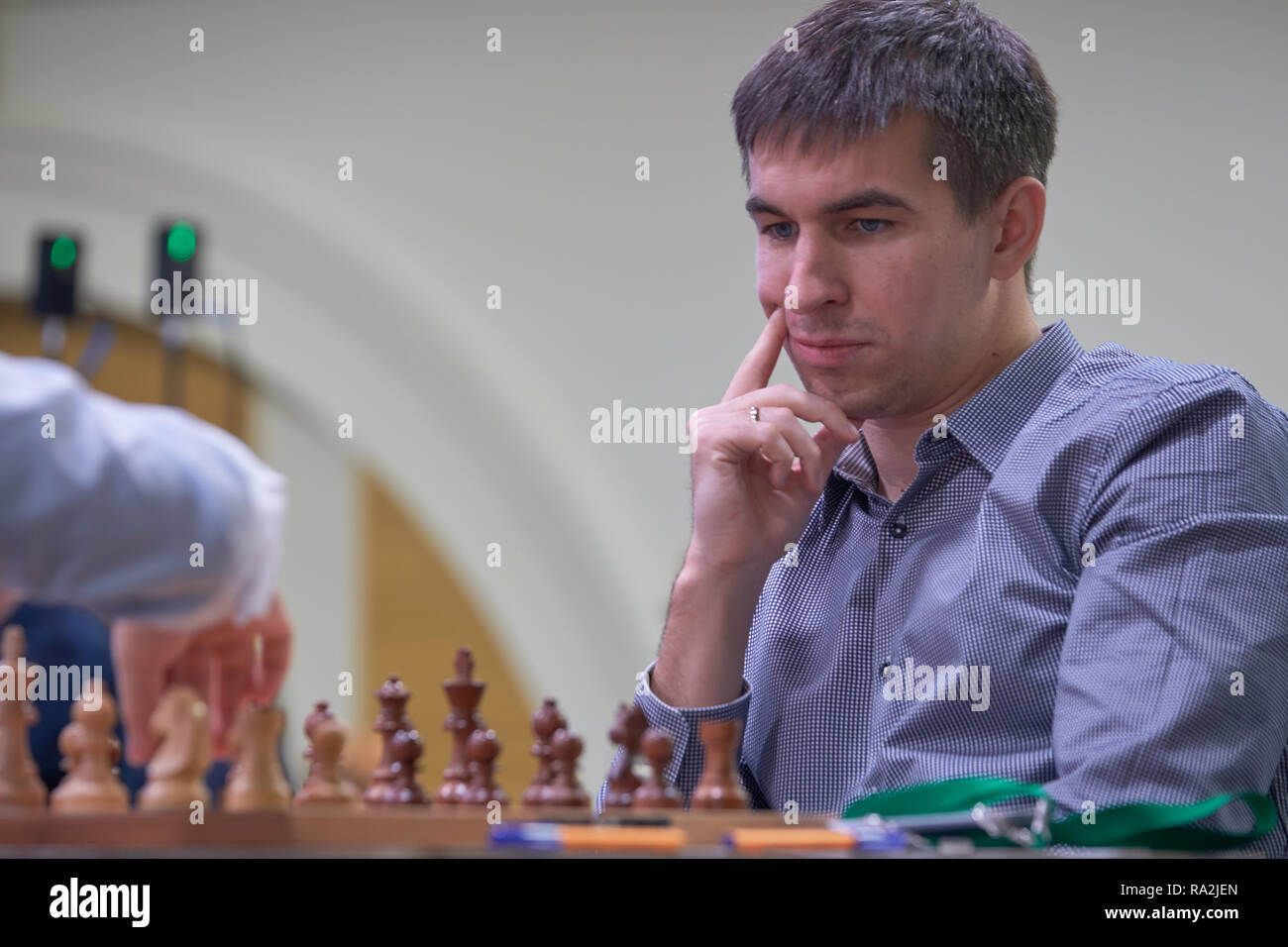 St. Petersburg, Russia - December 28, 2018: Grandmaster Alireza Firouzja,  Iran competes in King Salman World Rapid Chess Championship 2018.  Eventually Stock Photo - Alamy