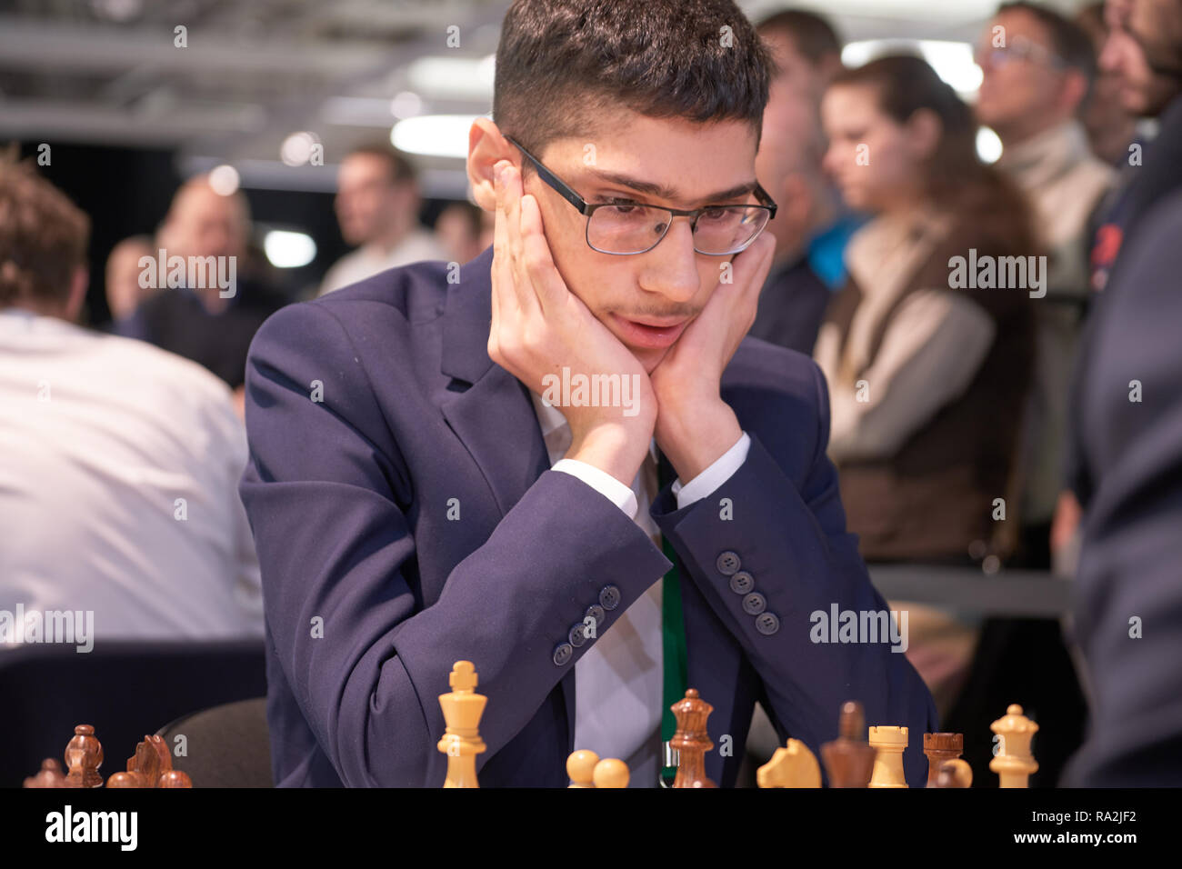 St. Petersburg, Russia - December 28, 2018: Grandmaster Alireza Firouzja,  Iran competes in King Salman World Rapid Chess Championship 2018.  Eventually Stock Photo - Alamy