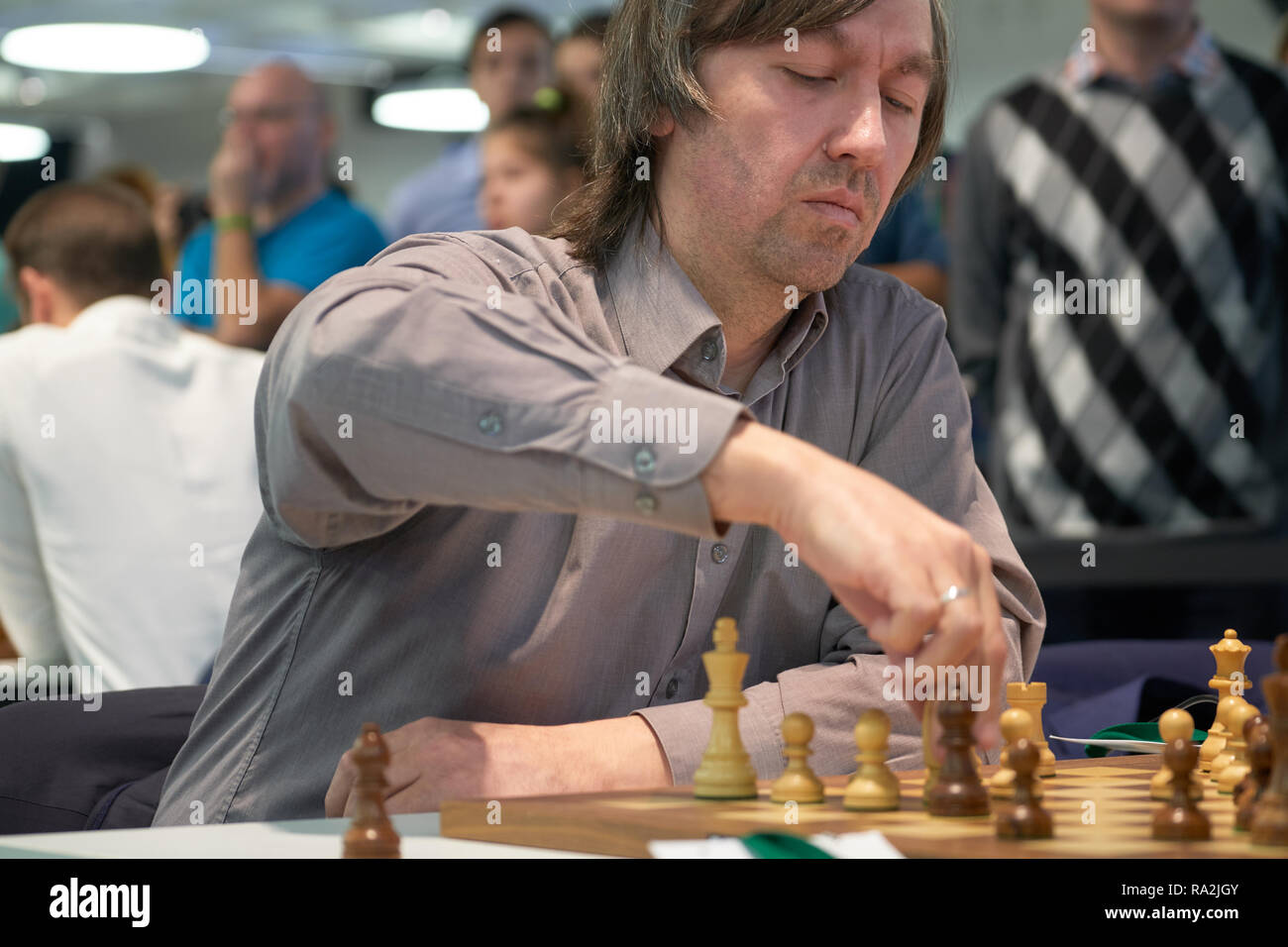 St. Petersburg, Russia - December 28, 2018: Grandmaster Alireza Firouzja,  Iran competes in King Salman World Rapid Chess Championship 2018.  Eventually Stock Photo - Alamy