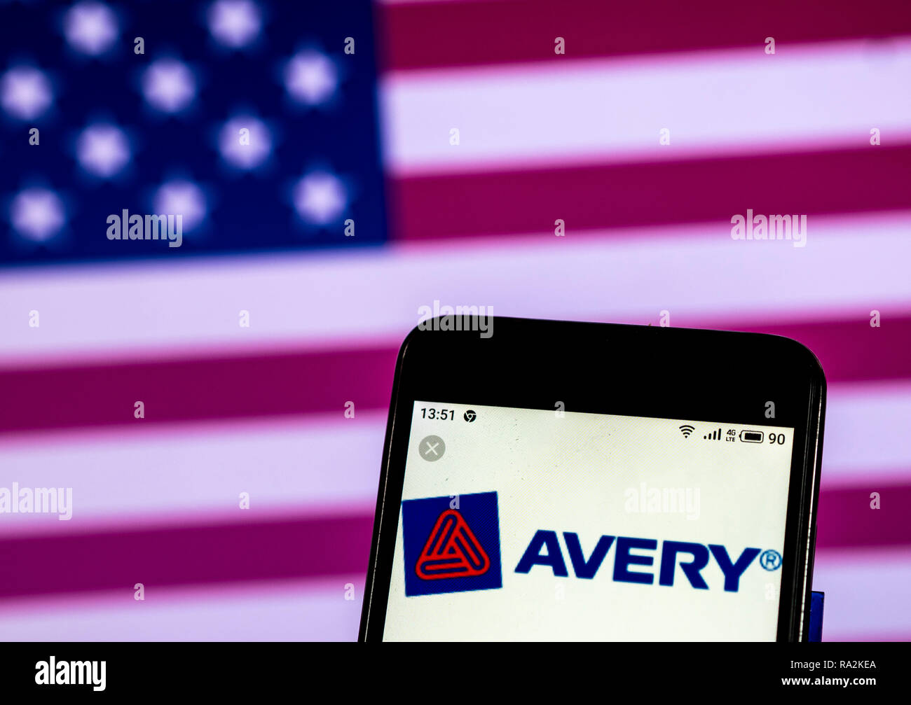 Avery Dennison Adhesive manufacturing company logo seen displayed on