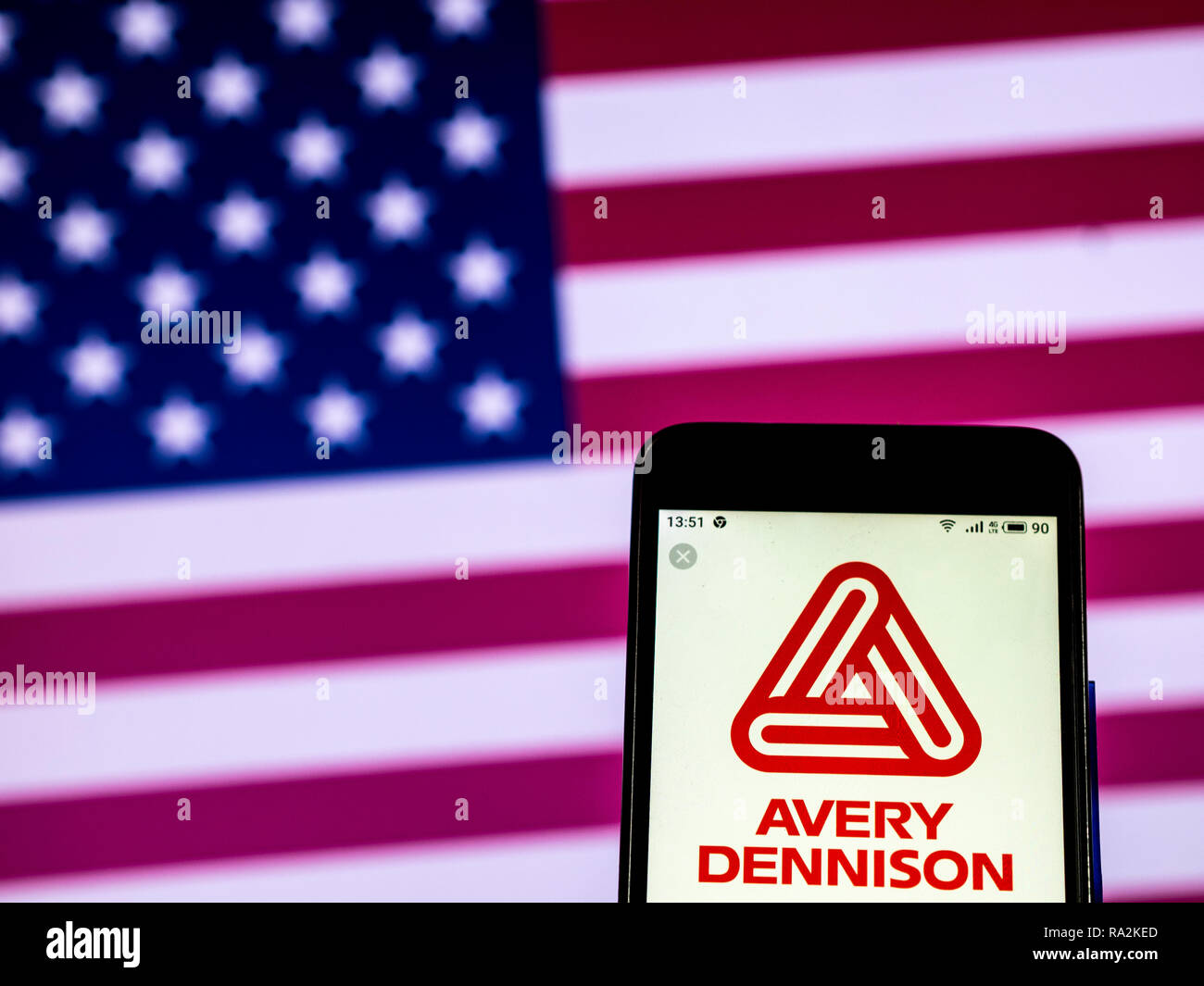 Avery Dennison Adhesive manufacturing company logo seen displayed on