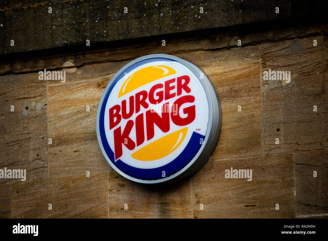 Burger King sign over premises, an American global chain of hamburger