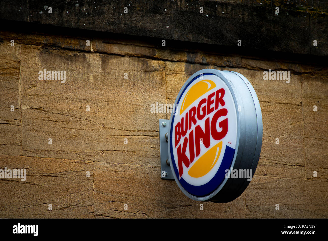 Burger King sign over premises, an American global chain of hamburger