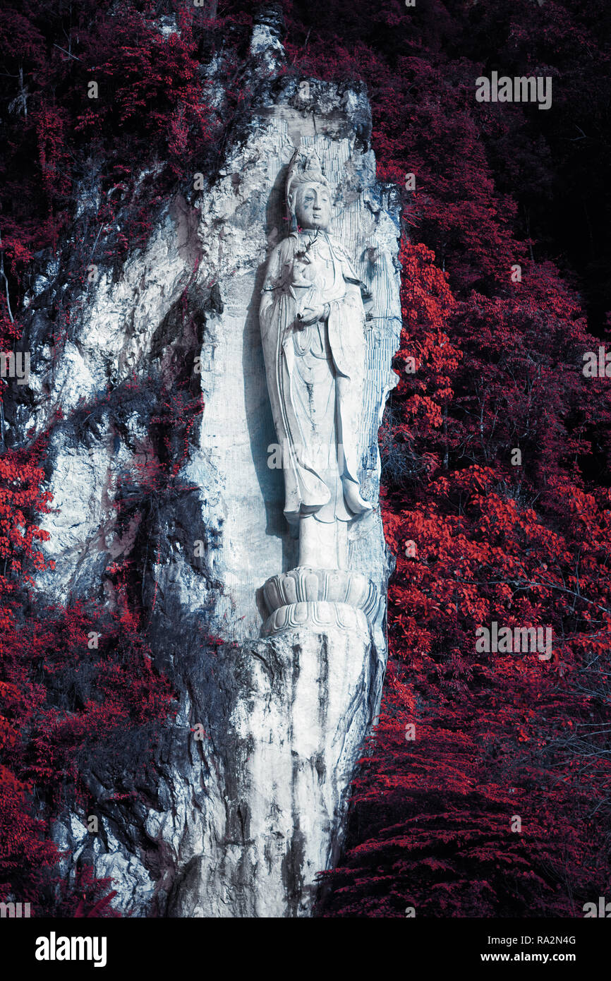 The Buddha statue on mountain. Langkawi island, Malaysia Stock Photo