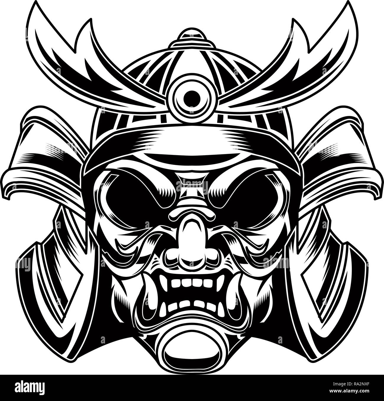illustration of samurai helmet in tattoo style isolated on white  background. Design element for emblem, sign, poster, card. Vector image  Stock Vector Image & Art - Alamy