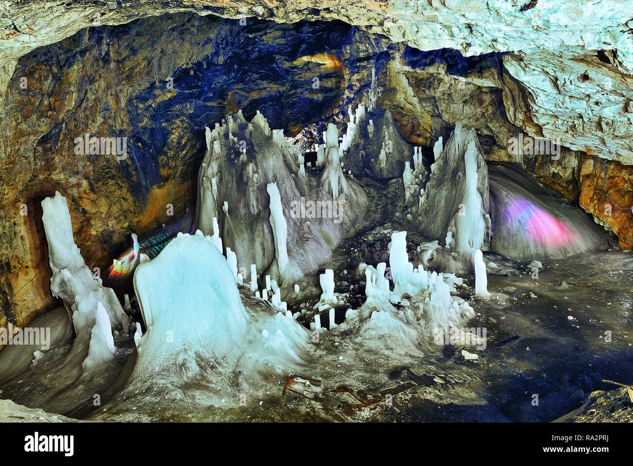 detail in Scarisoara glacier, Apuseni mountains, Romania Stock Photo