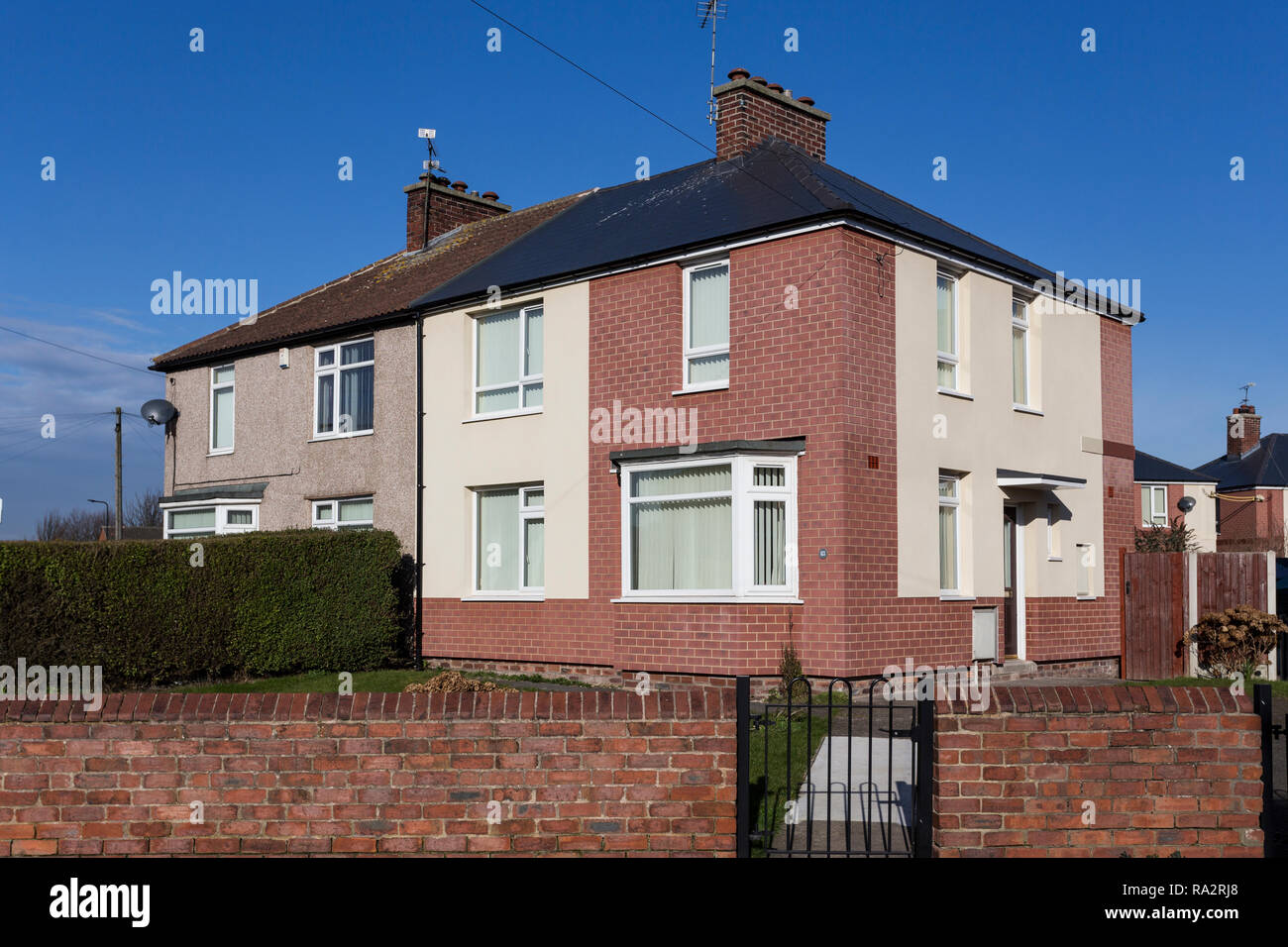 Exterior was insulation followed by slip brick cladding and render hi ...