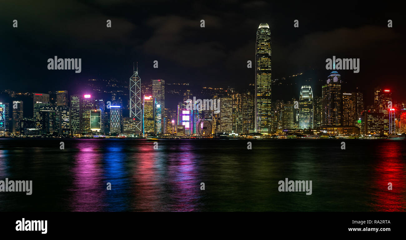 Hong Kong Island skyline at night Stock Photo - Alamy