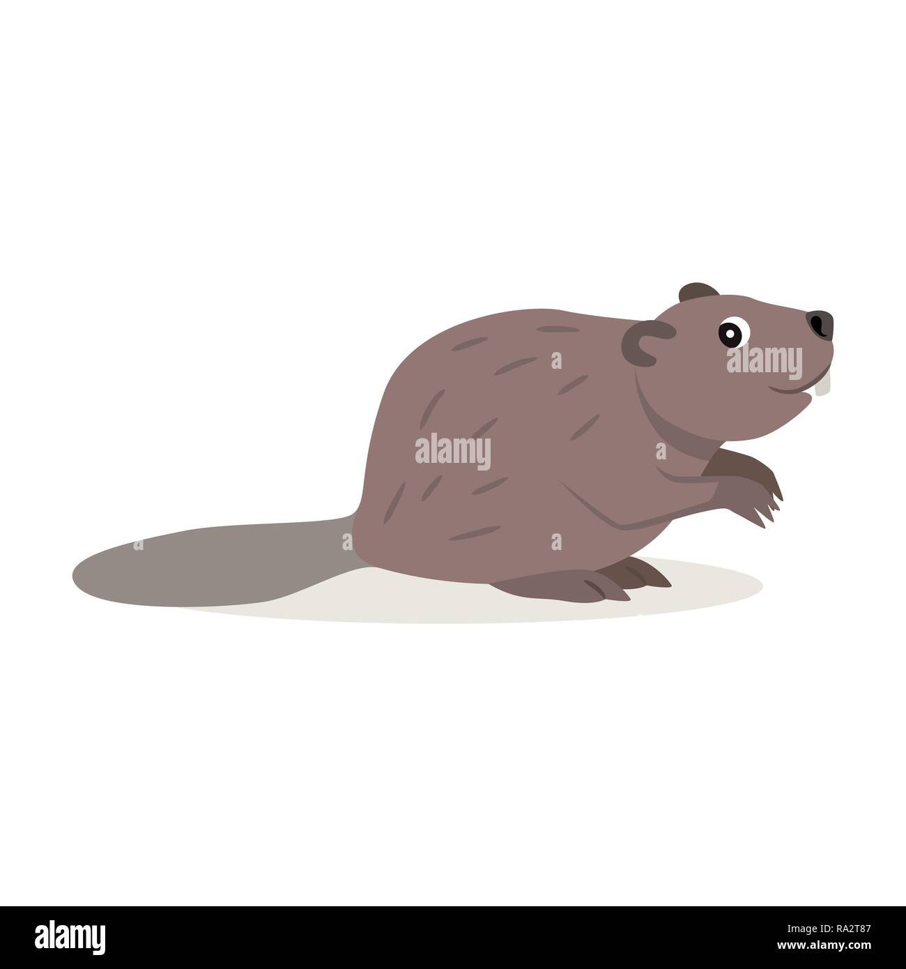 Friendly forest animal, cute brown beaver icon isolated Stock Vector