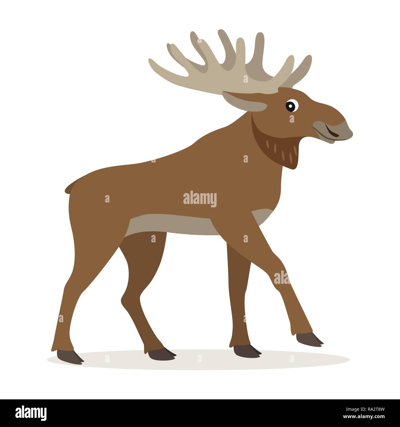 Cute forest animal, friendly moose with big horns Stock Vector