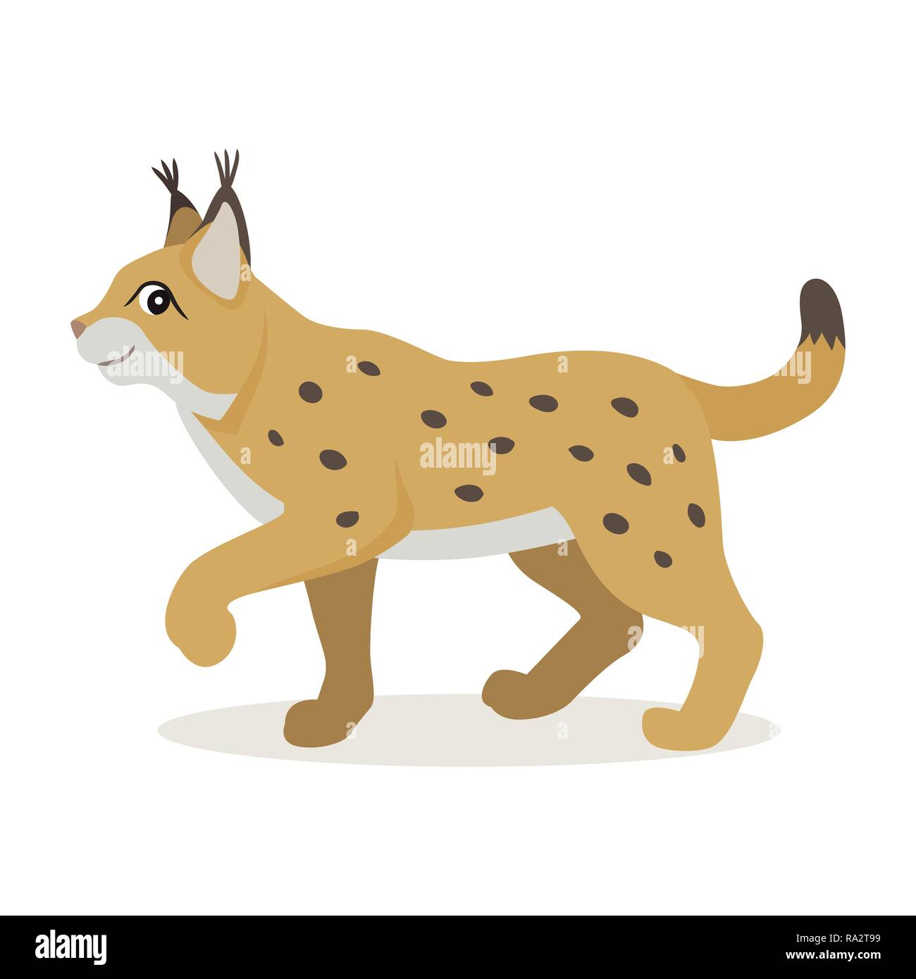 Friendly forest animal, cute yellow lynx icon isolated Stock Vector