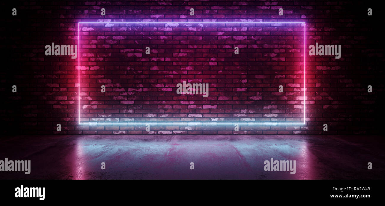 Club Neon Sci Fi Retro Futuristic Glowing Rectangle Frame ...