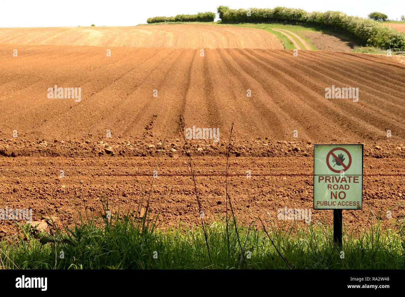 Private Ploughed Farm Land United Kingdom Stock Photo