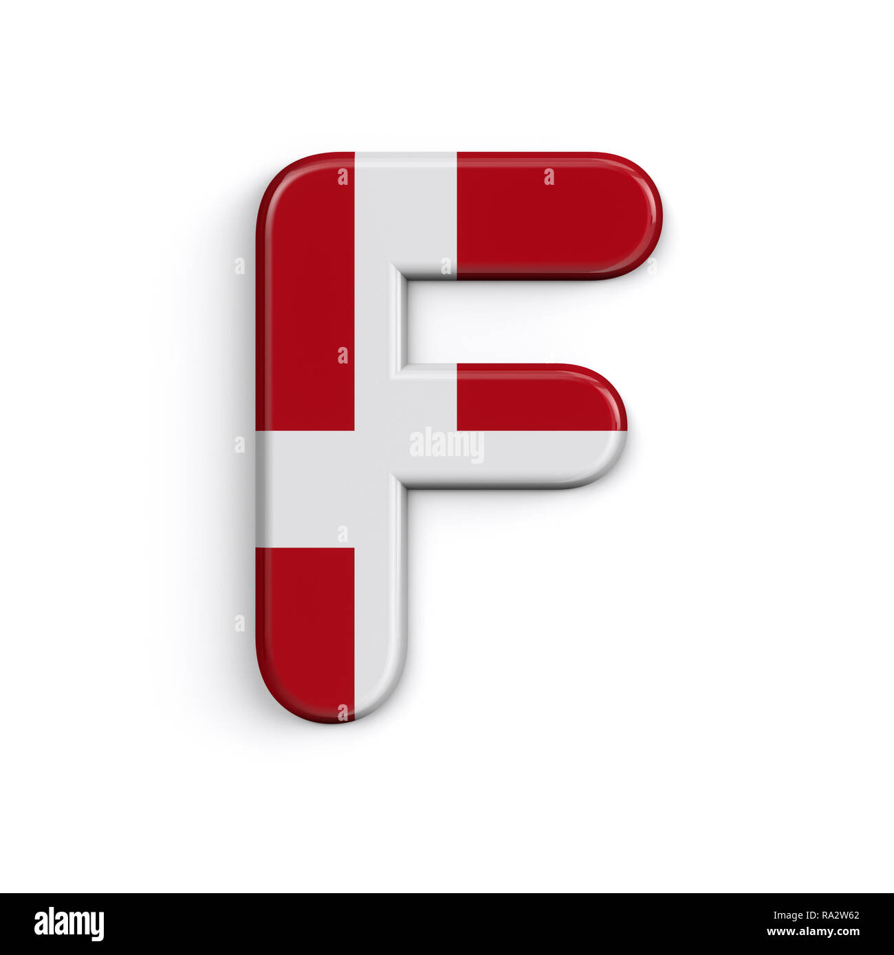 Denmark letter F - Capital 3d Danish flag font isolated on white ...